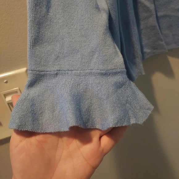 Talbots Blue Bolero Cropped Open Front Cardigan 3/4 Ruffle Sleeve in Size XL - Picture 6 of 10